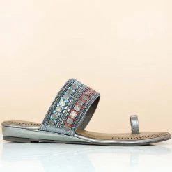 Inc.5 EMBROIDED FLAT TOE POST-G.METAL