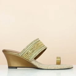 Inc.5 Ethnic DIAMOND VEDGE HEEL TOE POST-ANTIQUE GOLD