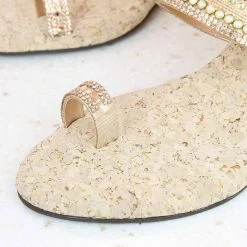Inc.5 SALE DIAMOND VEDGE HEEL EMBROIDERY THONG-ROSE GOLD