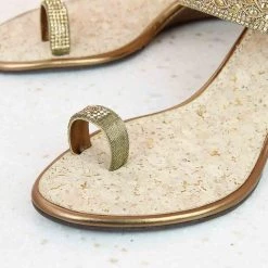 Inc.5 SALE DIAMOND VEDGE HEEL THONG-ANTIQUE GOLD