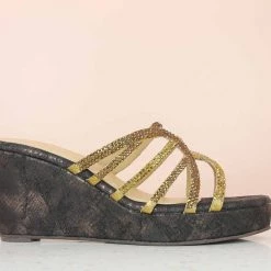 Inc.5 SALE CRYSTAL DIAMOND PLATFORM MULE-ANTIQUE GOLD