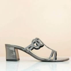 Inc.5 SALE DIAMOND BLOCK HEEL MULE-G.METAL