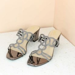 Inc.5 SALE DIAMOND BLOCK HEEL MULE-G.METAL