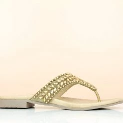 Inc.5 SALE EMBROIDED FLAT ETHNIC THONG-ANTIQUE GOLD