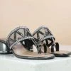 Inc.5 BLOCK HEEL DIAMOND THONG - GUN METAL SALE