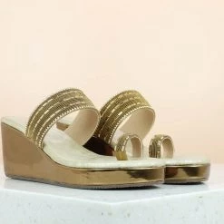 Inc.5 DIAMOND TOE POST PLATFORM-ANTIQUE GOLD