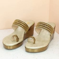 Inc.5 DIAMOND TOE POST PLATFORM-ANTIQUE GOLD