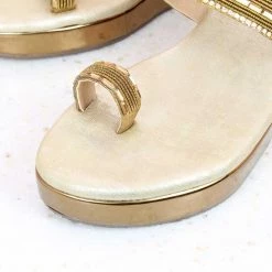 Inc.5 DIAMOND TOE POST PLATFORM-ANTIQUE GOLD