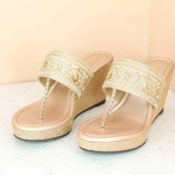 Inc.5 EMBROIDED PLATFORM THONG-ROSE GOLD Ethnic