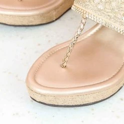 Inc.5 EMBROIDED PLATFORM THONG-ROSE GOLD Ethnic