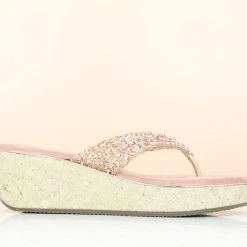 Inc.5 CRYSTAL DIAMOND PLATFORM THONG-ROSE GOLD SALE