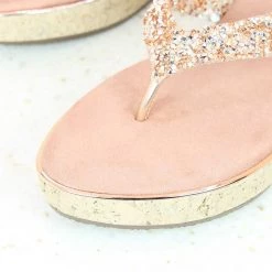 Inc.5 CRYSTAL DIAMOND PLATFORM THONG-ROSE GOLD SALE