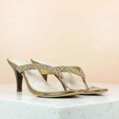 Inc.5 Ethnic EMBROIDED FLAT THONG-ANTIQUE GOLD