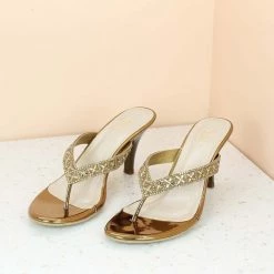 Inc.5 Ethnic EMBROIDED FLAT THONG-ANTIQUE GOLD