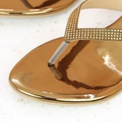 Inc.5 ROUND GLASS HEEL THONG - ANTIQUE GOLD