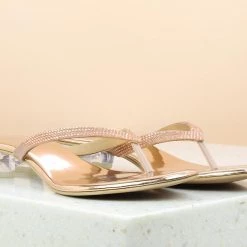 Inc.5 ROUND GLASS HEEL THONG - ROSE GOLD