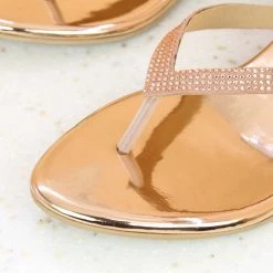 Inc.5 ROUND GLASS HEEL THONG - ROSE GOLD