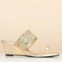 Inc.5 EMBROIDED DIAMOND WEDGE TOE POST-ROSE GOLD SALE