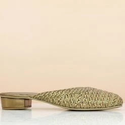 Inc.5 EMBROIDED MULES-ANTIQUE GOLD