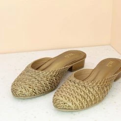 Inc.5 EMBROIDED MULES-ANTIQUE GOLD