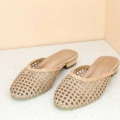 Inc.5 SALE WOVEN ETHNIC HARD MULE-ROSE GOLD