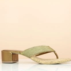 Inc.5 SALE EMBROIDED HARD ETHNIC THONG-ANTIQUE GOLD