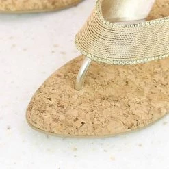 Inc.5 EMBROIDED ETHNIC THONG-GOLD SALE