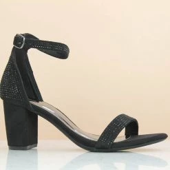 Inc.5 SALE CRYSTAL BLOCK HEEL COUNTER SANDAL-BLACK