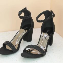 Inc.5 SALE CRYSTAL BLOCK HEEL COUNTER SANDAL-BLACK