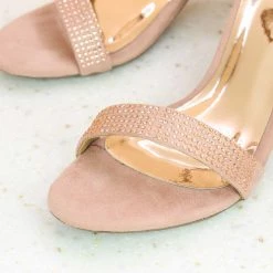Inc.5 CRYSTAL BLOCK HEEL COUNTER SANDAL-PEACH SALE