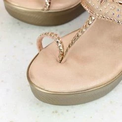 Inc.5 EMBROIDED PLATFORM THONG - ROSE GOLD