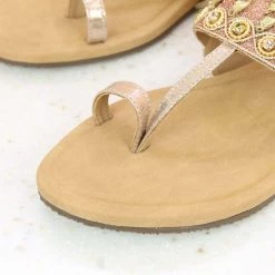 Inc.5 EMBROIDED FLAT THONG - ROSE GOLD SALE