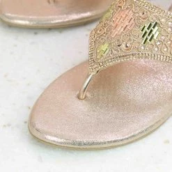 Inc.5 EMBROIDED FLAT ETHNIC THONG-ROSE GOLD