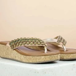 Inc.5 EMBROIDED PLATFORM THONG - ROSE GOLD SALE