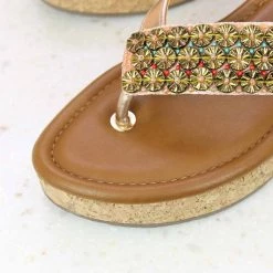 Inc.5 EMBROIDED PLATFORM THONG - ROSE GOLD SALE