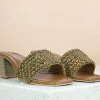 Inc.5 EMBROIDED BLACK HEEL MULE - ANTIQUE GOLD SALE