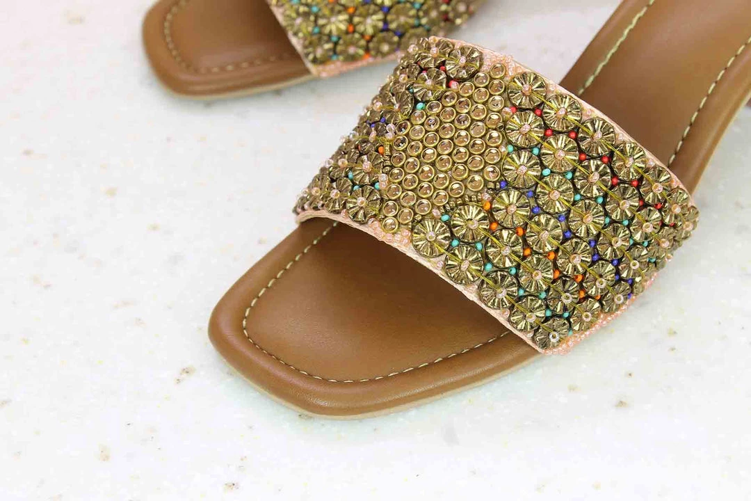 Inc.5 SALE EMBROIDED BLACK HEEL MULE - ROSE GOLD 4 Inc.5 SALE EMBROIDED BLACK HEEL MULE - ROSE GOLD