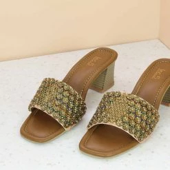 Inc.5 SALE EMBROIDED BLACK HEEL MULE - ROSE GOLD 9 Inc.5 SALE EMBROIDED BLACK HEEL MULE - ROSE GOLD