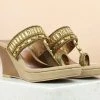 Inc.5 EMBROIDED VEDGE HEEL KOLHAPURI - ANTIQUE GOLD 2 Inc.5 EMBROIDED VEDGE HEEL KOLHAPURI - ANTIQUE GOLD