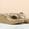 Inc.5 EMBROIDED CORK COVERED PLATFORM THONG - ANTIQUE GOLD