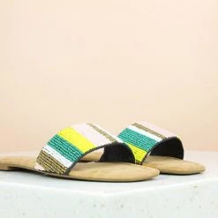 Inc.5 EMBROIDED FLAT MULE-PEACH SALE