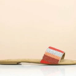 Inc.5 SALE EMBROIDED FLAT MULE-RED