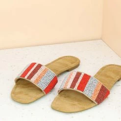 Inc.5 SALE EMBROIDED FLAT MULE-RED