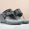 Inc.5 EMBROIDED PLATFORM THONG - GUN METAL SALE