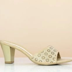 Inc.5 SALE LASER CUT BLOCK HEEL DIAMOND MULE - BEIGE 8 Inc.5 SALE LASER CUT BLOCK HEEL DIAMOND MULE - BEIGE