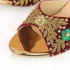 Inc.5 CUTWORK BLOCK HEEL MULE - ANTIQUE GOLD