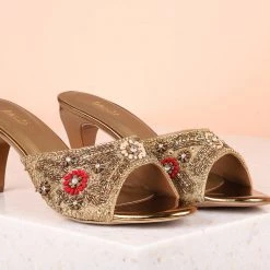 Inc.5 EMBROIDED STILETTO-ANTIQUE GOLD Embroidery