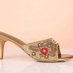 Inc.5 EMBROIDED STILETTO-ANTIQUE GOLD Embroidery