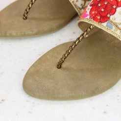 Inc.5 SALE FLAT EMBROIDED THONG - ANTIQUE GOLD