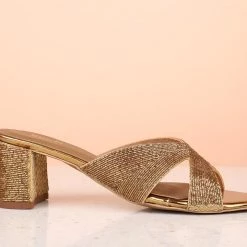 Inc.5 Embroidery BLOCK HEEL EMBROIDED MULES